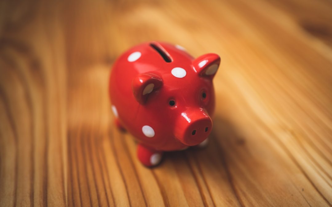 pink and black ceramic piggy bank